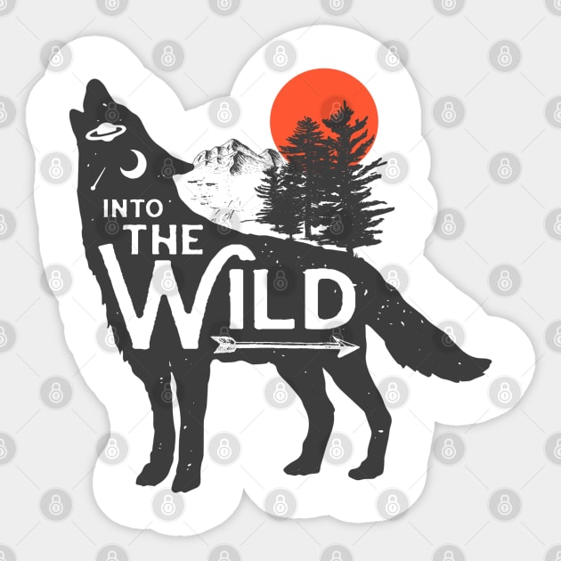 Lone wolf into the wild hiker camper forest Sticker by Onceer